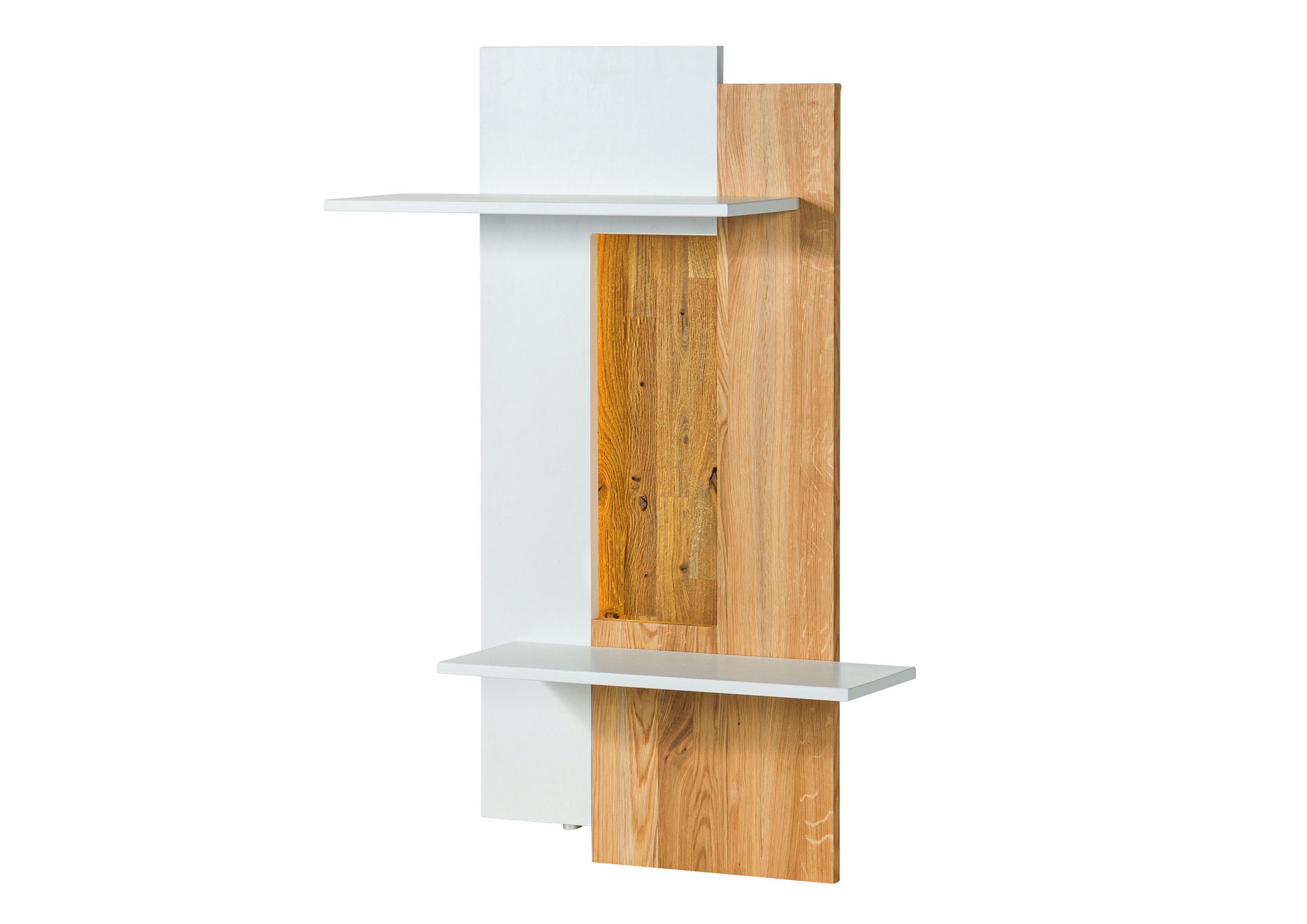 WANDREGAL Wildeiche 80x28x110 natur geölt / weiß lackiert WIEN #136 - Naturfarben, Holz (80/110/28cm) - Massivmoebel24