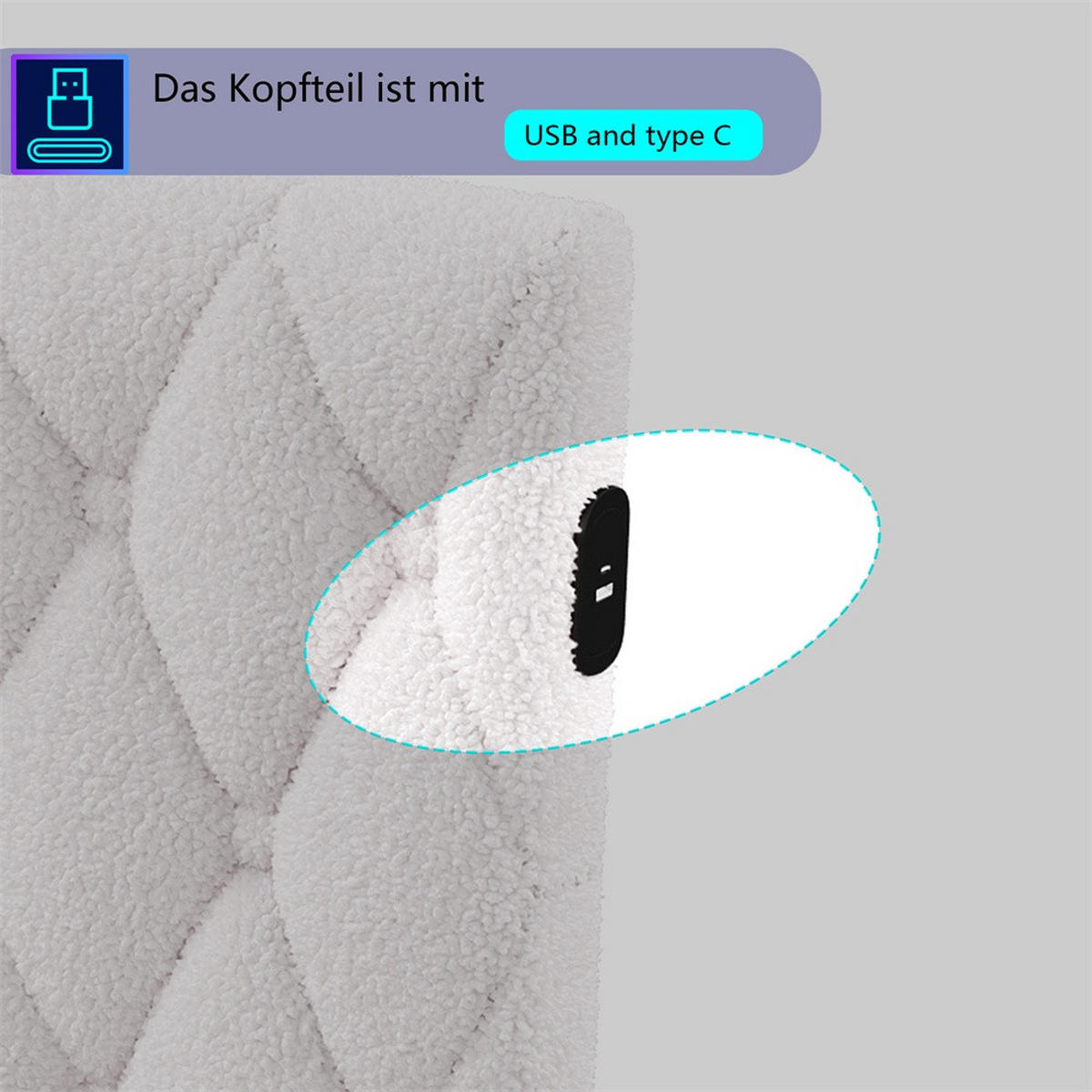 POLSTERBETT 140x200 cm - Doppelbett mit LED-Bettumrandung und USB-Ladefunktion - ohne Matratze - Beige - Beige, Textil (140/200cm) - DELFA