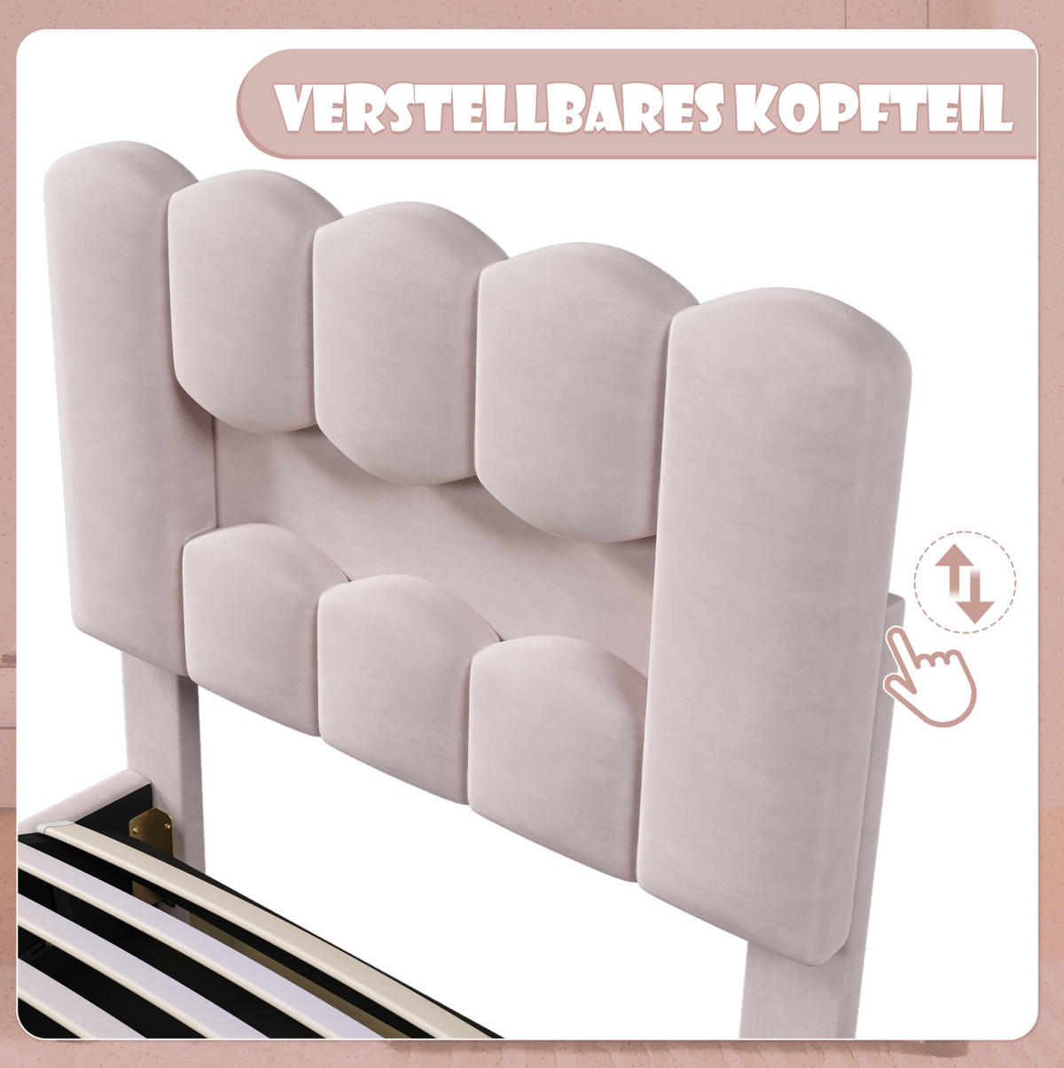 POLSTERBETT mit LED-Beleuchtung 90/200 cm mit Bettkasten in Rosa - Rosa, Textil (90/200cm) - BEAOK