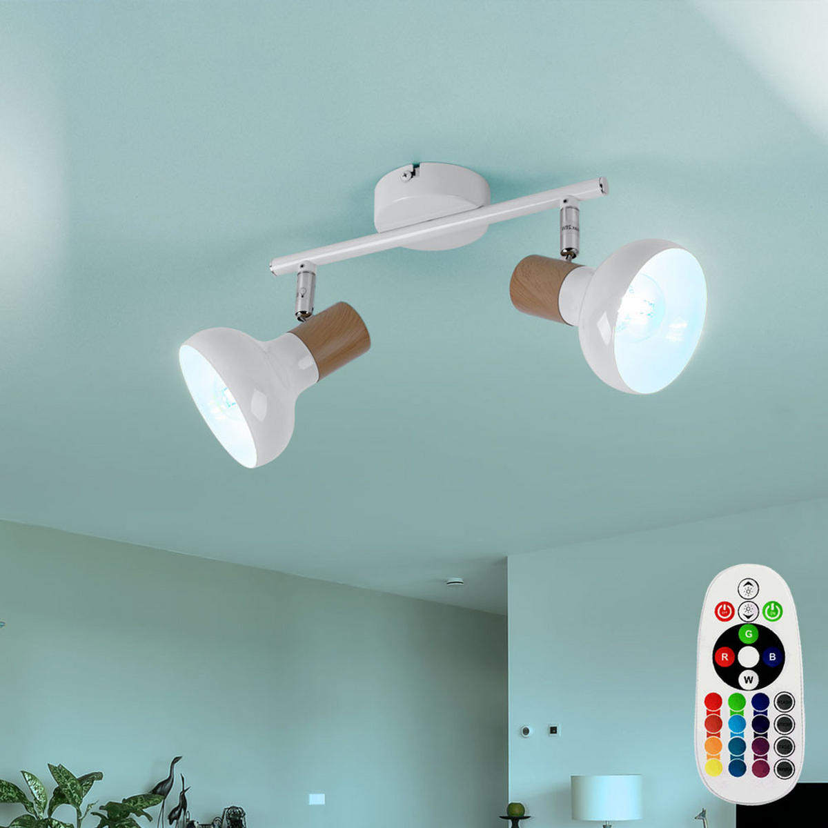 LED DECKENLEUCHTE Weiß Holzoptik - Weiß, Metall (35.5/13/16cm)