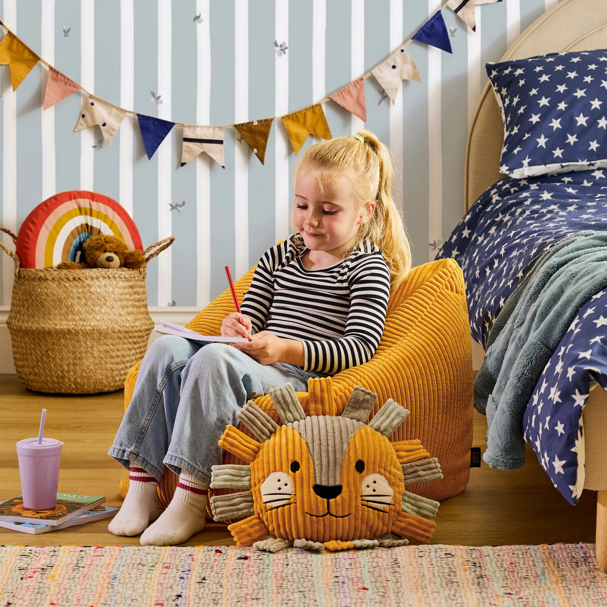 KINDERSITZSACK Natalia mit Animalkissen - Gelb, Textil (55/50/55cm) - icon