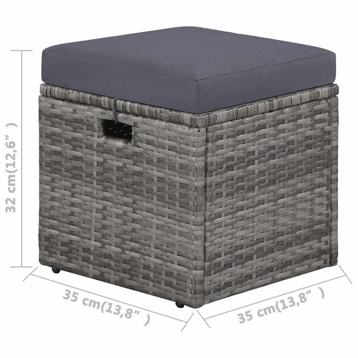 GARTEN-LOUNGE-SET 4-teilig Mit Auflagen Poly Rattan Grau - Dunkelgrau/Schwarz, Kunststoff/Textil - vidaXL