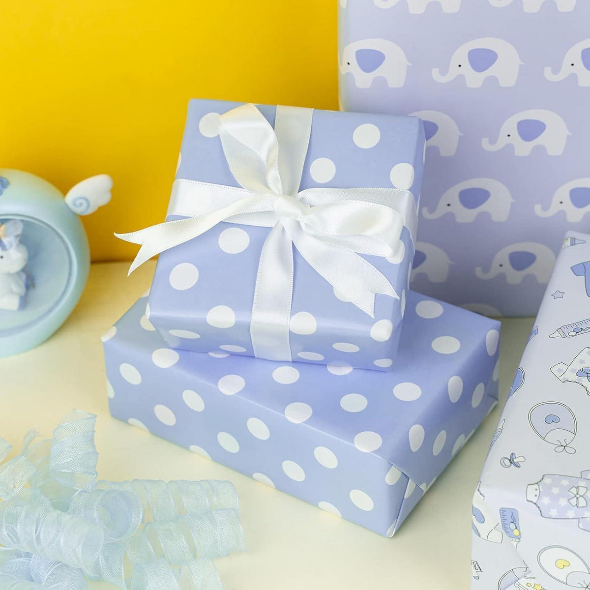 GESCHENKPAPIERROLLE Baby Boy Design 43,2 cm x 3,05 m - Blau, Papier (4/44/10cm)