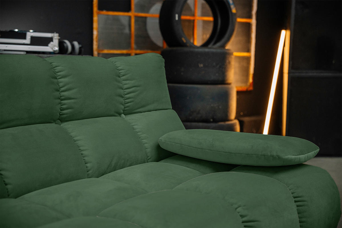 ECKSOFA VIVIEN Smaragdgrün Velvet - Smaragdgrün/Schwarz, Kunststoff/Textil (290/178cm) - KAWOLA