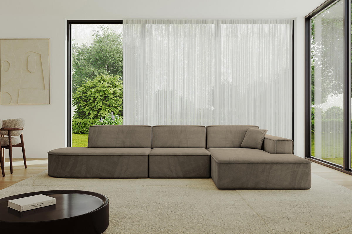 ECKSOFA Ottomane Rechts IREA-L2-v4 - 328x171x79 cm Braun - Braun, Holzwerkstoff/Textil (171/328cm) - ALTDECOR