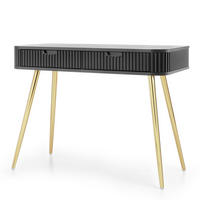 KONSOLENTISCH Zova Schwarz, Goldene Beine, Schminktisch mit Schubladen - Goldfarben/Schwarz, Holzwerkstoff/Metall (49/103/80cm) - Bettso