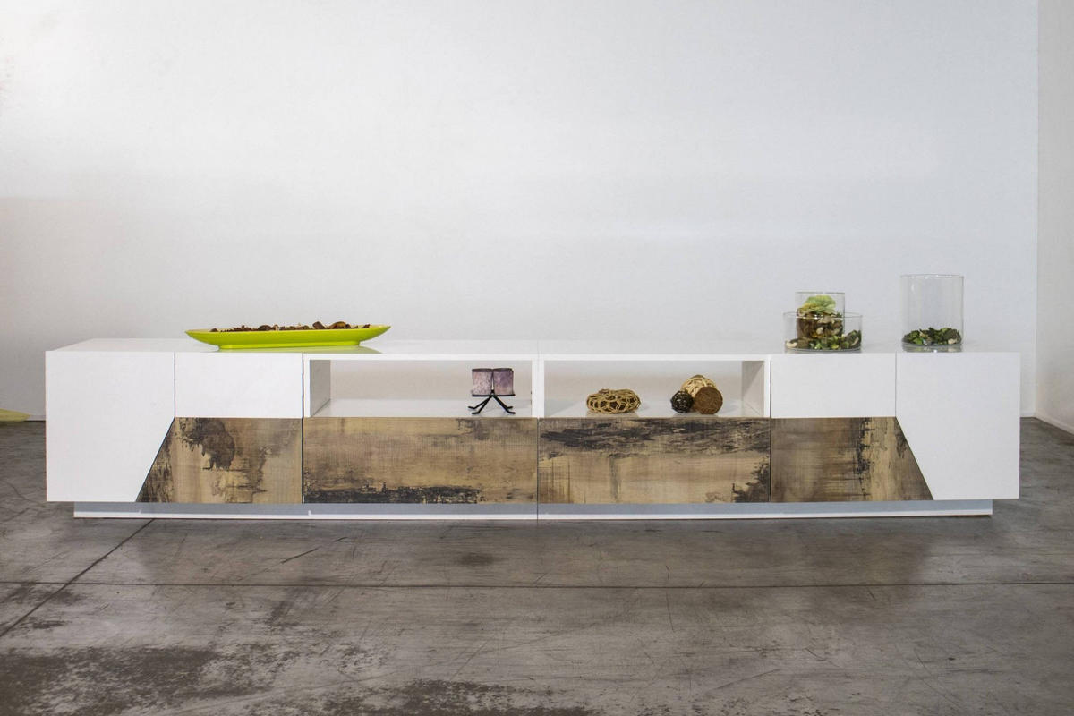 FERNSEHSCHRANK Glänzendes Weiß, Ahorn 43/260/46 cm - Ahornfarben/Weiß, Holzwerkstoff (260/46/43cm) - DMORA