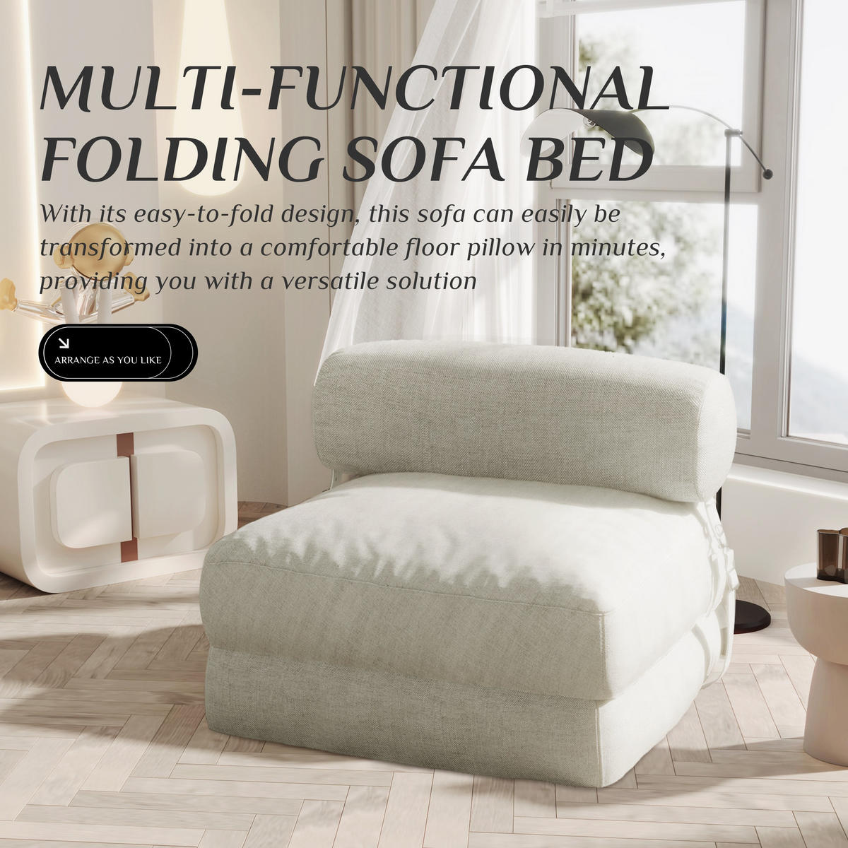 SITZSACK Faltbar Modular Leinen weiß - Weiß, Textil (77/65/72cm) - Vercart