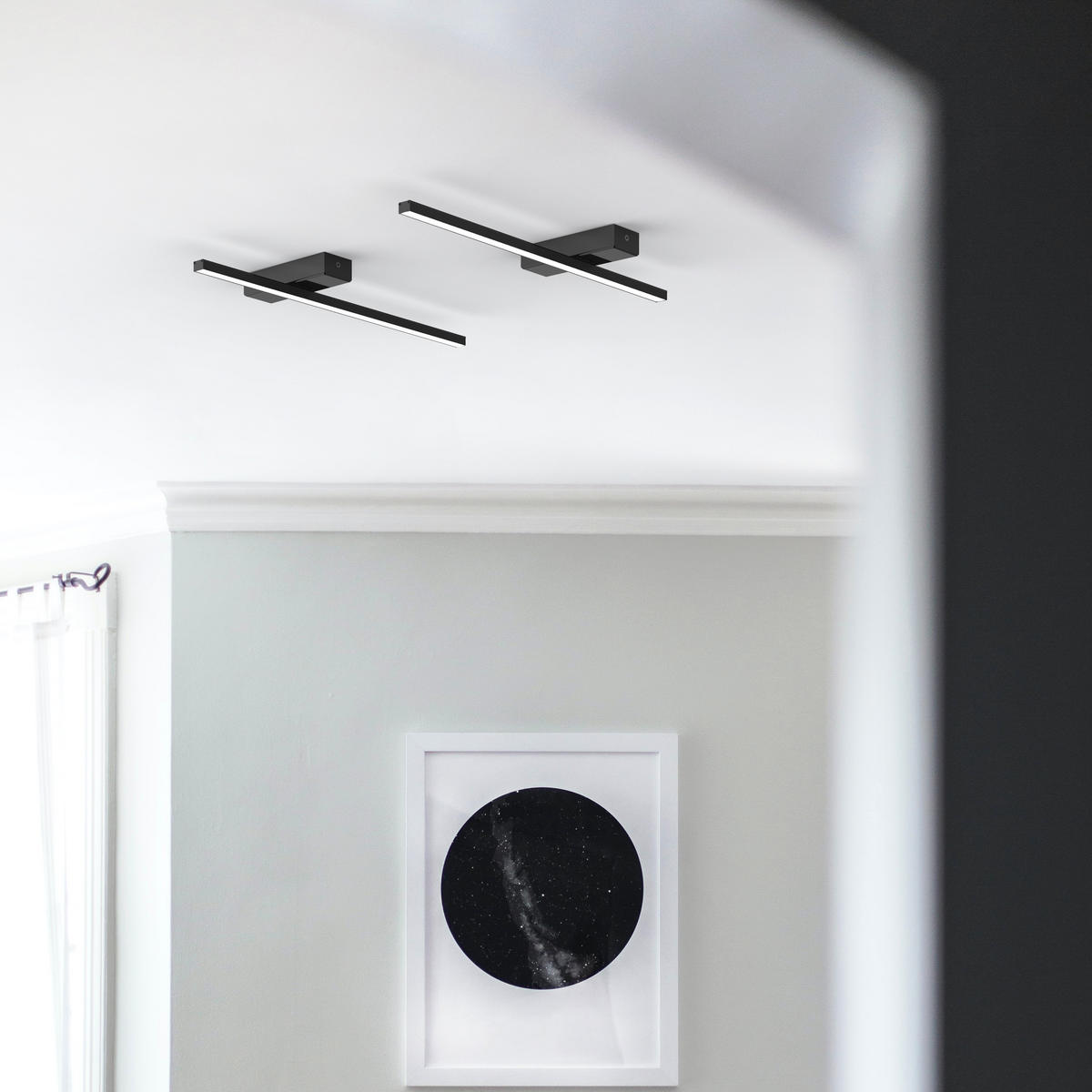 LED-DECKENLEUCHTE - Schwarz Hochglanz, Metall (2/50/2cm) - Lumicom