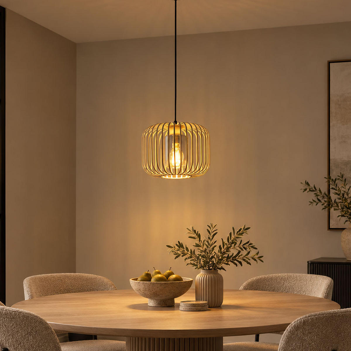 LED HÄNGELEUCHTE ALFRED Metall Beige Rauchfarbe - Beige, Glas (28/28/120cm) - Globo Lighting