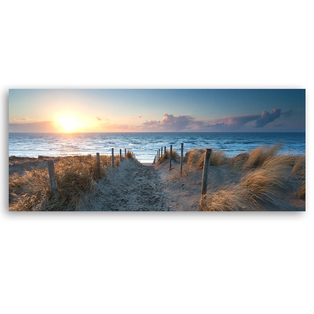 WANDBILD sonnenuntergang am meer - Blau, Textil (90/30cm) - Feeby