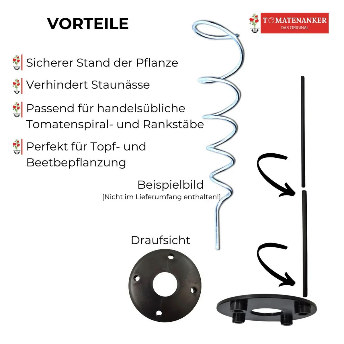PFLANZENSTÜTZE, 2er-Set, Metall, Ø 18 cm, stabil - Schwarz, Metall (1/1/1cm) - Westfalia