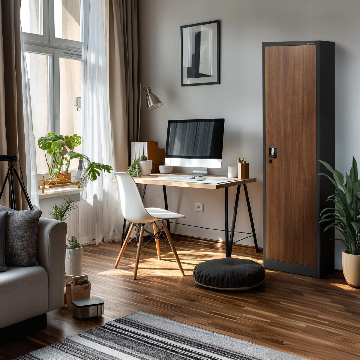 AKTENSCHRANK ALEX - Anthrazit/Braun, Metall (45/185/40cm) - Jan Nowak