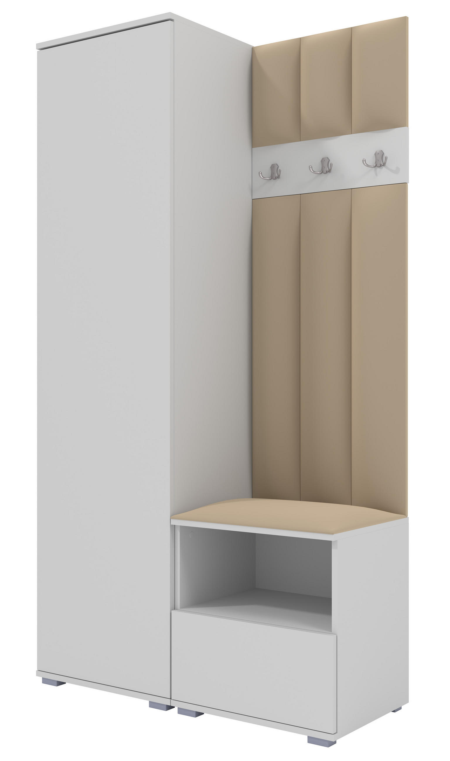 Ravio Gepolstert Weiß, Beige 100x187x40 cm