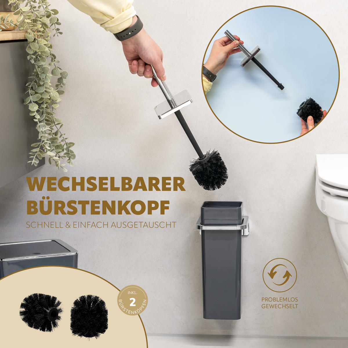 WC-GARNITUR SAVONA, grau, Kunststoff - Grau, Kunststoff (12/36.5/13cm) - bremermann