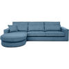 ECKSOFA Pablo ohne Schlaffunktion, mit abgerundeter Ottomane, links, Blau - Blau, Textil (319/196cm) - Beautysofa
