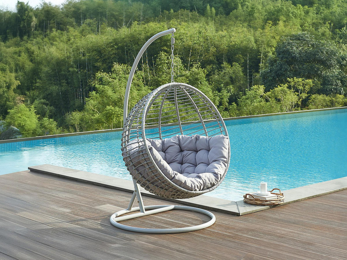 HÄNGESESSEL - 1 Person - Harz - Grau - - Grau, Kunststoff (112/197/105cm) - Vente-Unique
