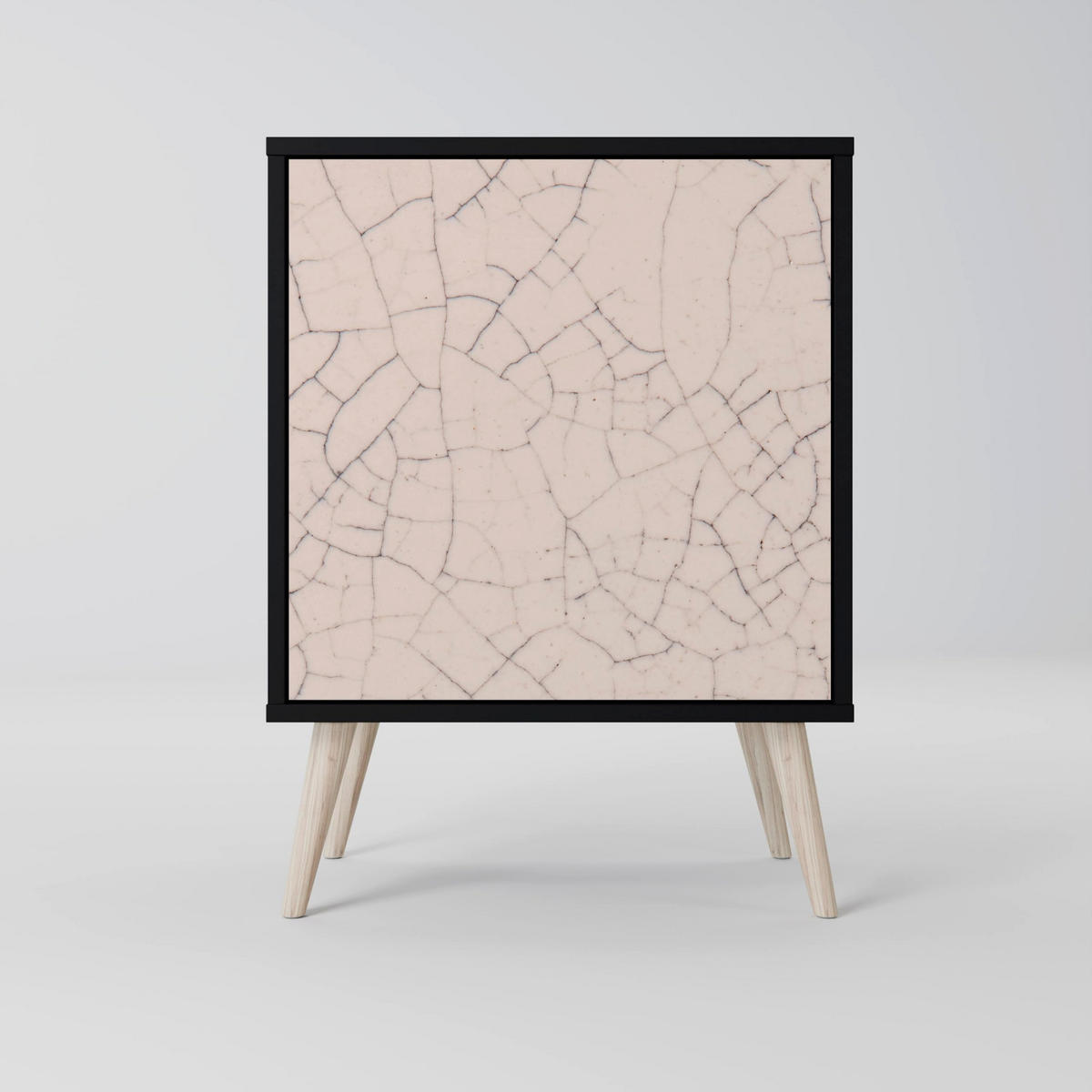 SIDEBOARD CERAMIC TEXTURE, Schwarz, 57,5x42x70,5 cm, Schwarze Metall-Sternfüße - Multicolor/Schwarz, Holzwerkstoff/Metall (57.5/70.5/42cm) - SpaceRebels