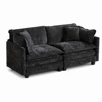 2-SITZER SOFA Chenille Schwarz modular - Schwarz, Textil (198/84/75cm) - WISHDOR
