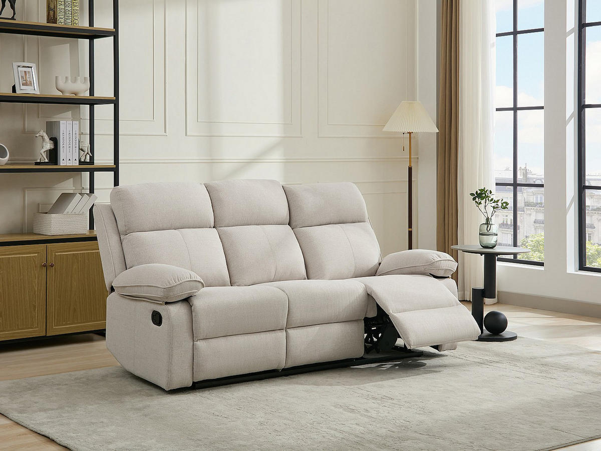 RELAXSOFA 3-Sitzer - melierter Stoff - Beige - LANA - Beige, Textil (191/98/95cm) - Vente-Unique