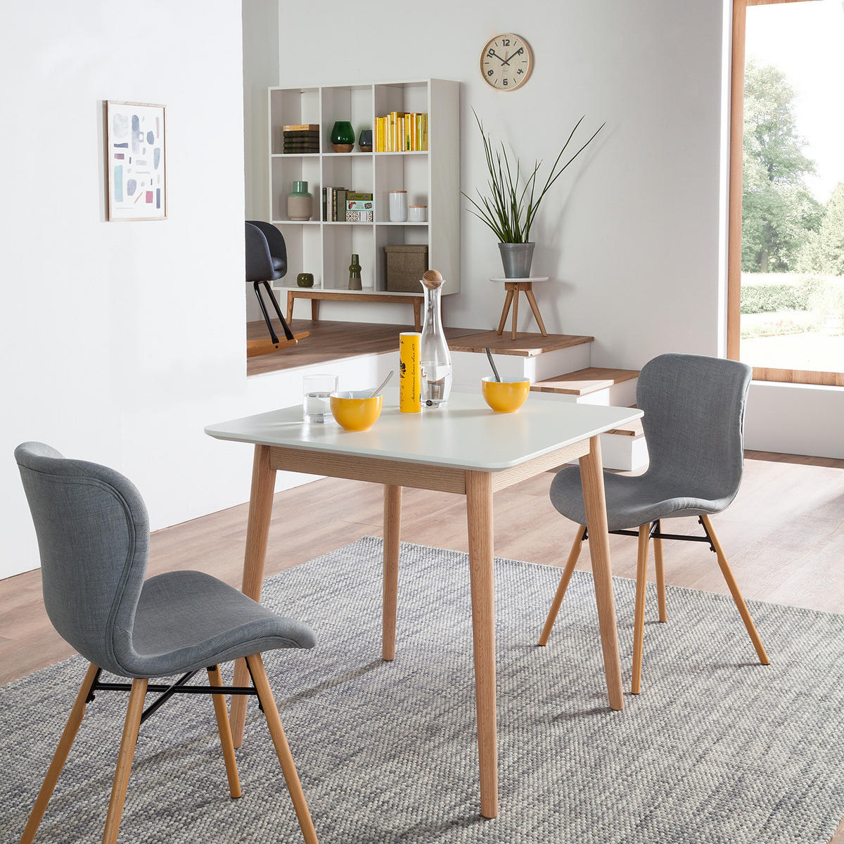 ESSTISCH - Eiche teilmassiv - Weiß, Holzwerkstoff (80/80/76cm) - home24