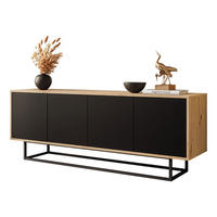 TV-ELEMENT SANAYI II Eiche Artisan/Schwarz auf Metallgestell - Schwarz, Holzwerkstoff (156/56/38cm) - Lookway
