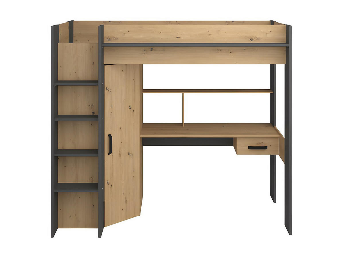 HOCHBETT - 1 Person - Holz, Platte - Anthrazitgrau, Naturfarben Hell - - Anthrazit/Naturfarben, Holz (90/200cm) - Vente-Unique