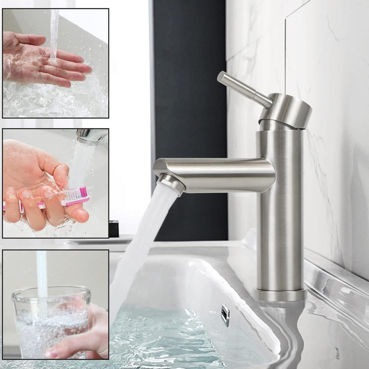 WASCHTISCHARMATUR Everett 17.4/10/17.4 cm - Silberfarben, Metall (10/17.4/17.4cm) - Nettlife