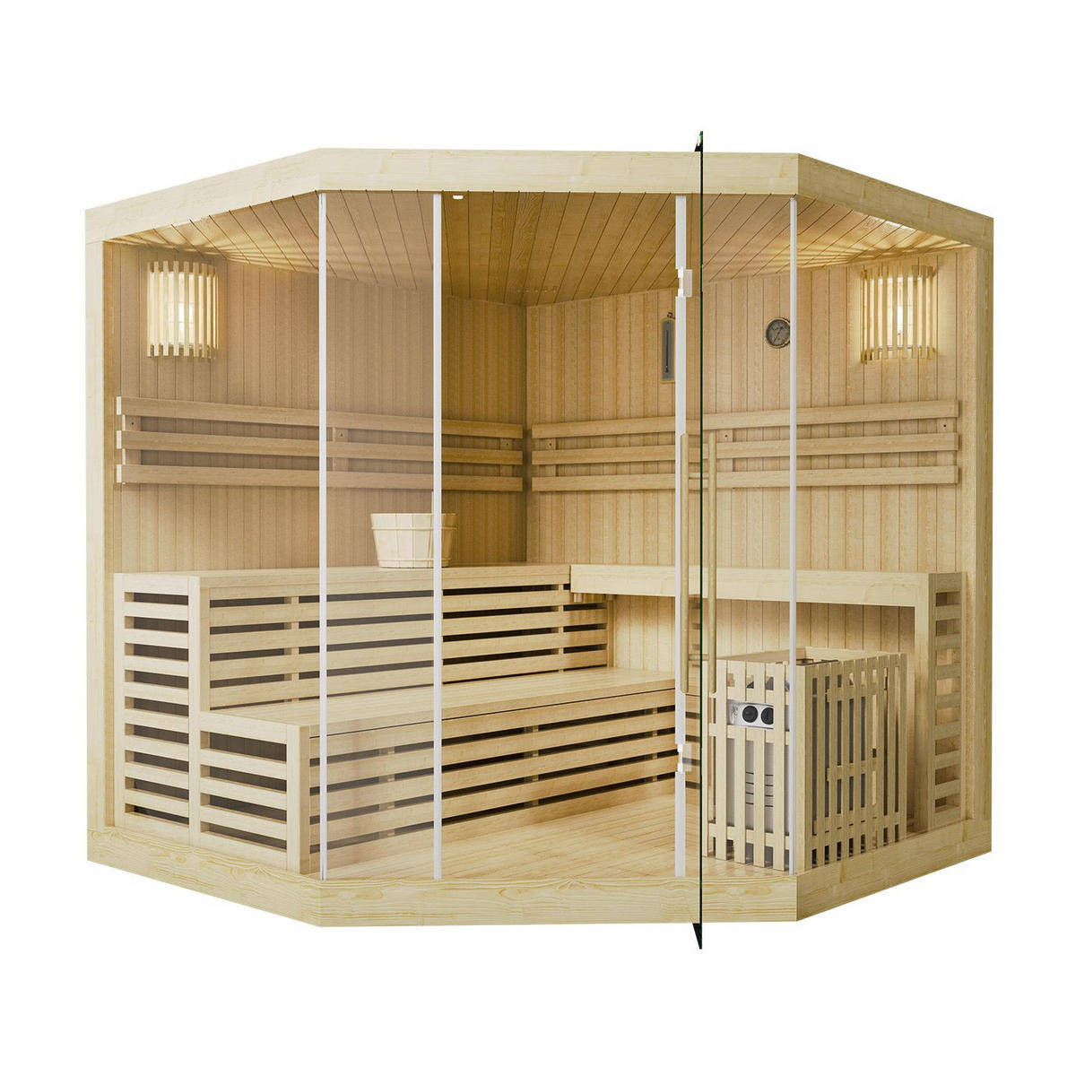 SAUNAKABINE Espoo200 Premium - Naturfarben, Holz (200/200/200cm) - Artsauna