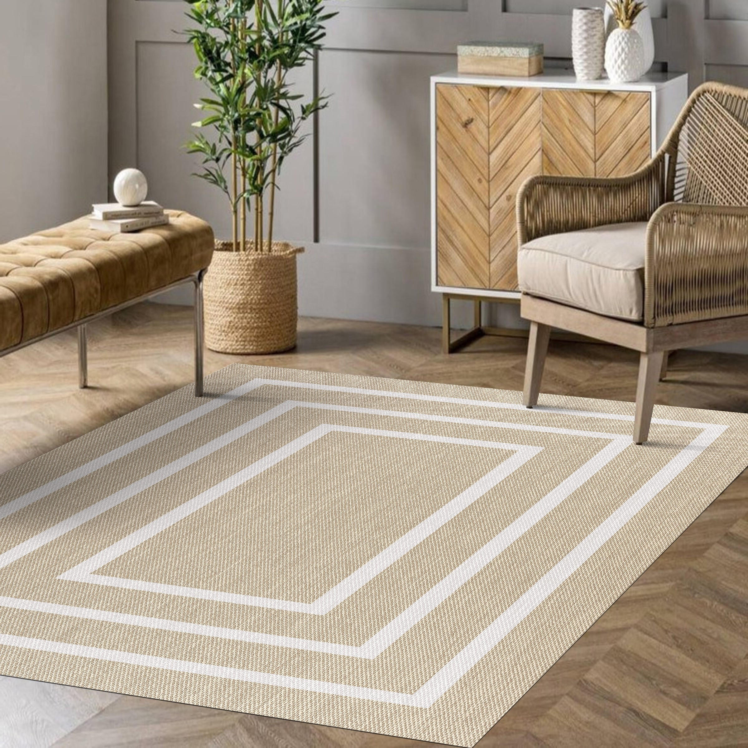 TEPPICH Premium en Vinyle Weißes Rechteck 140x200 cm - Weiß, Kunststoff (140/200cm) - STORESDECO