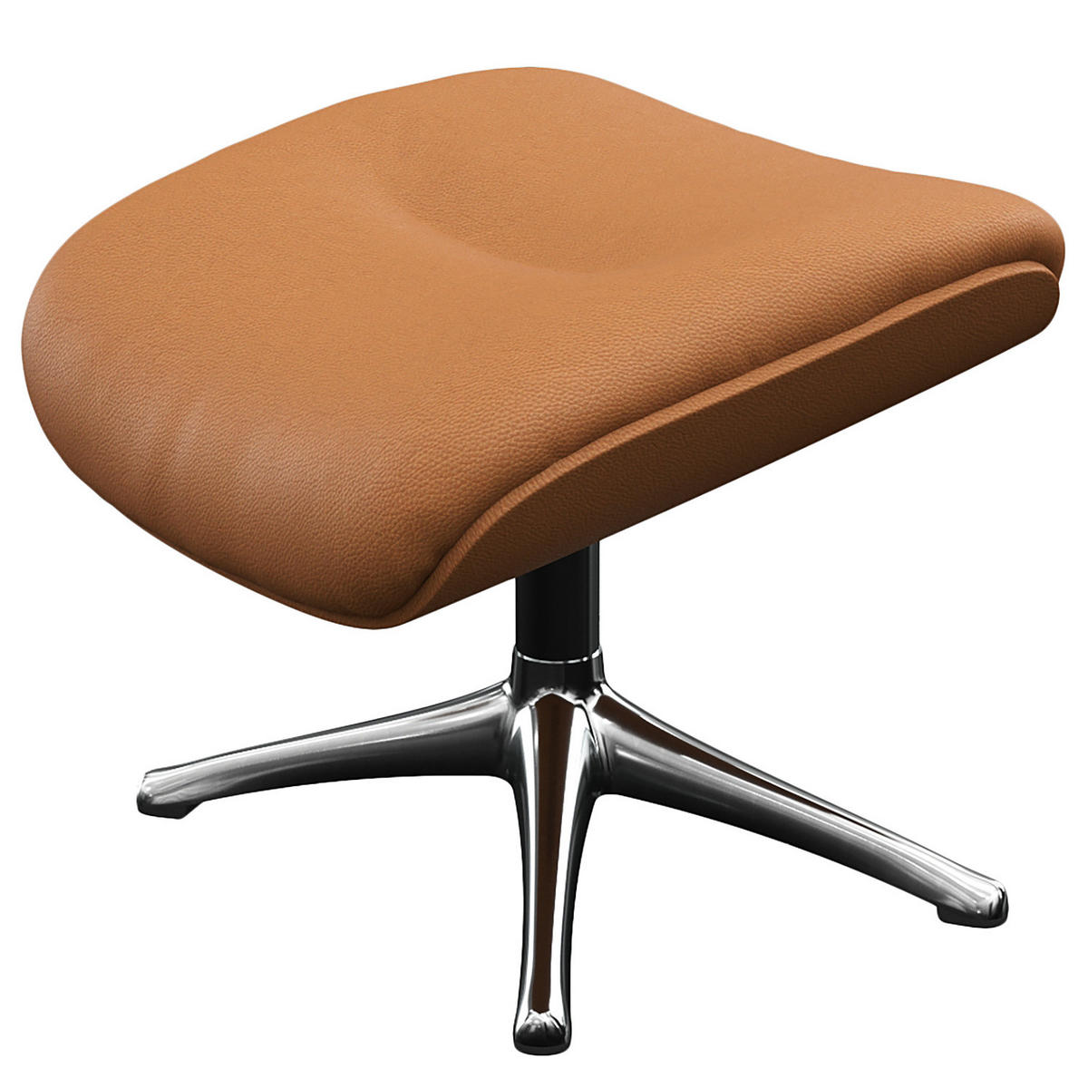 POLSTERHOCKER - Chromfarben/Cognac, Leder (44/39/49cm) - home24