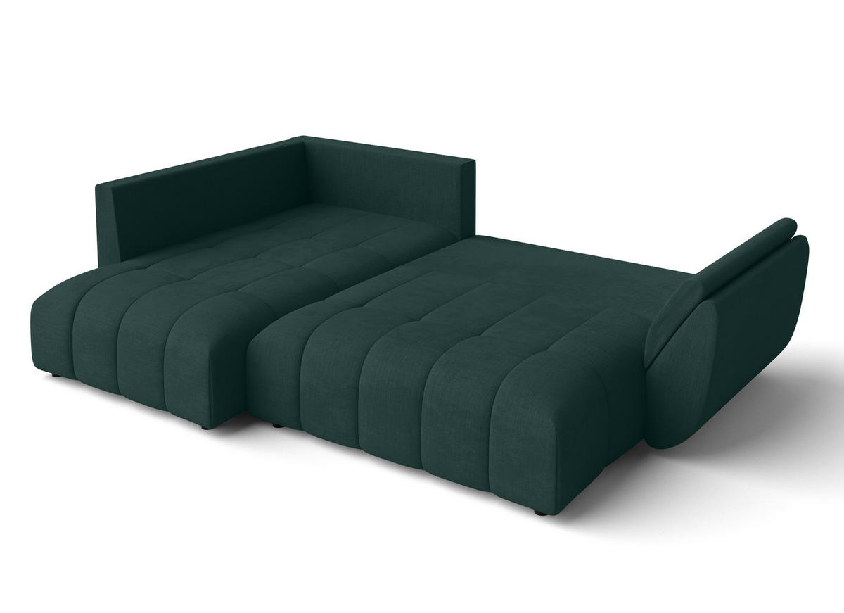 ECKSOFA L Form Corleone Grün 266/182/91 cm mit Schlaffunktion - Schwarz/Grün, Kunststoff/Textil (266/182cm) - AX Living