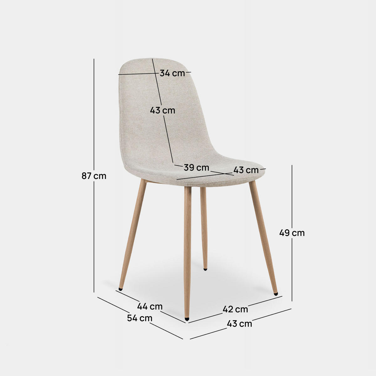 ESSZIMMERSTUHL Ellis Beige 43 cm x 87 cm 4er-Set - Beige, Textil (43/87/54cm) - Klast Home