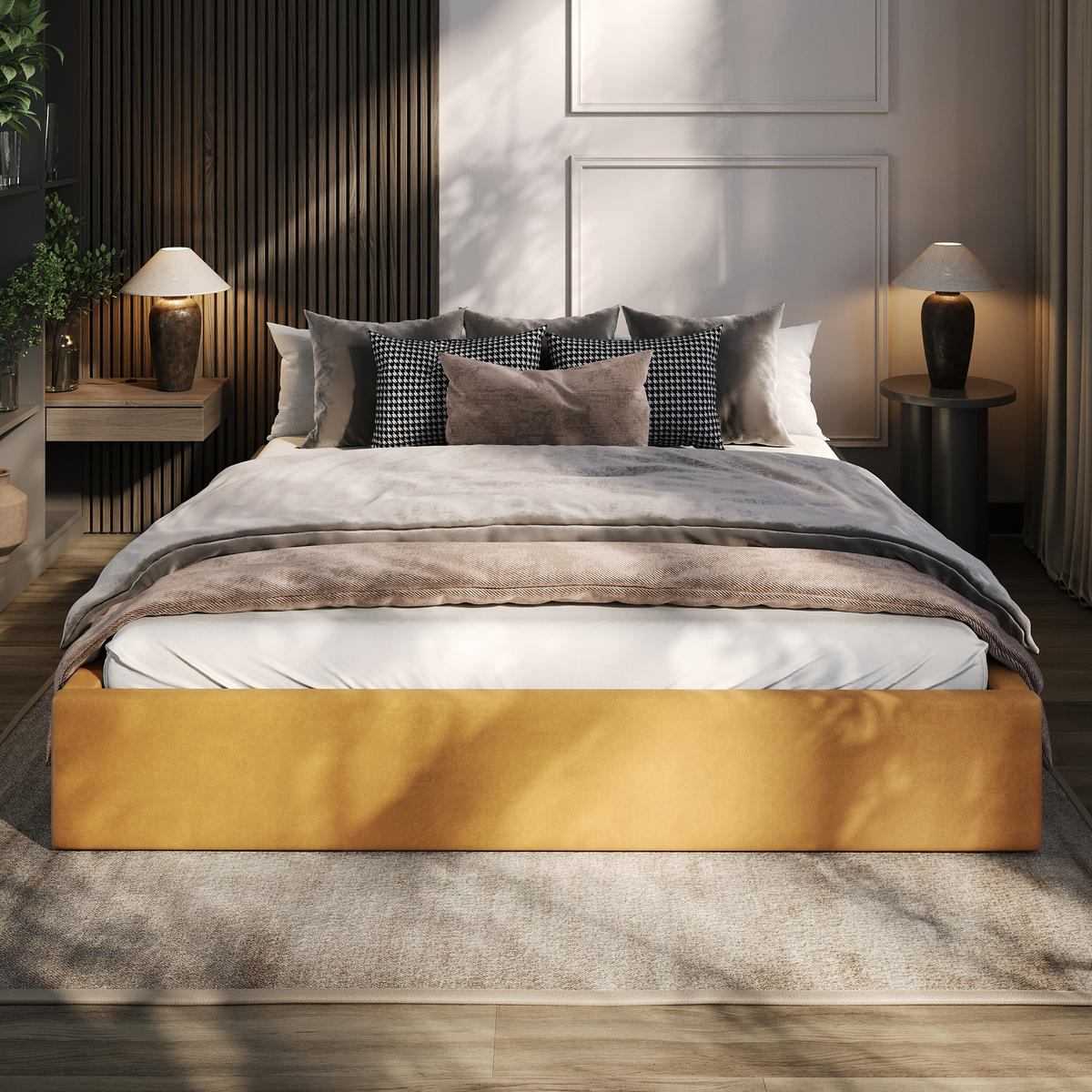 POLSTERBETT 180x200cm Bett mit Stauraum Lattenrost Gelb - Gelb, Holz/Holzwerkstoff (180/200cm) - Muralo