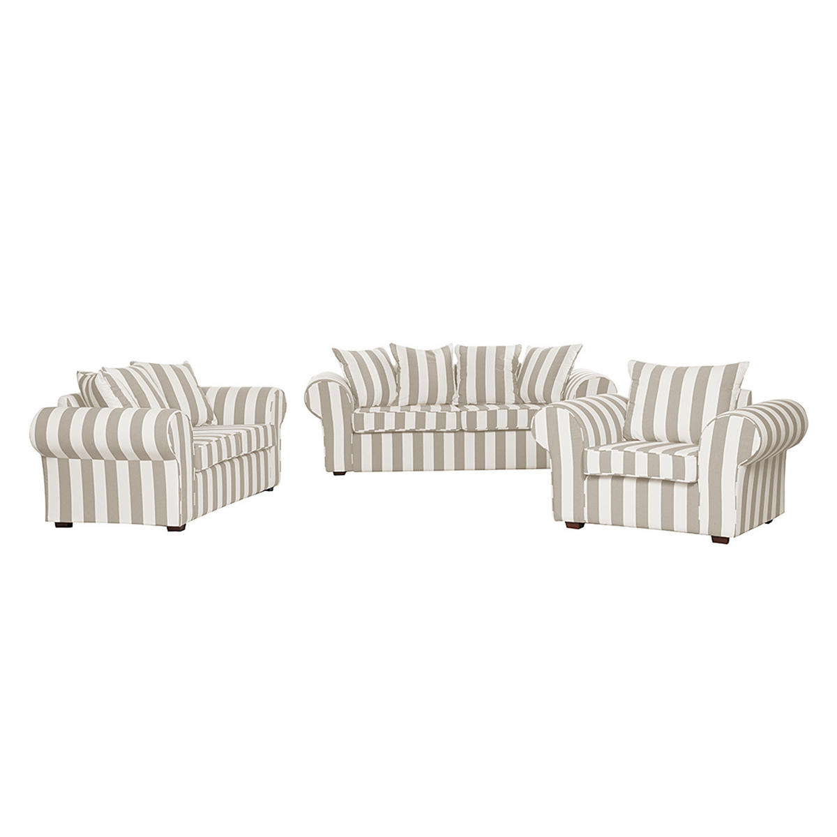 2-SITZER SOFA - Webstoff - Beige gestreift - Beige, Textil (187/88/88cm) - home24