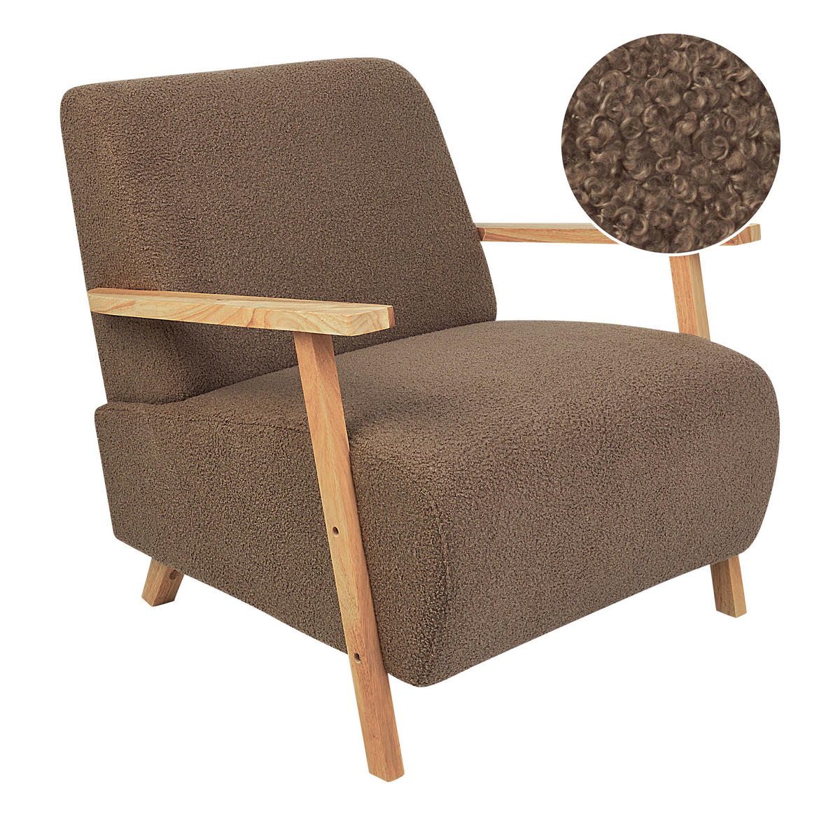 SESSEL Bouclé Braun Lesja - Hellbraun/Braun, Textil (77/79/90cm) - Beliani