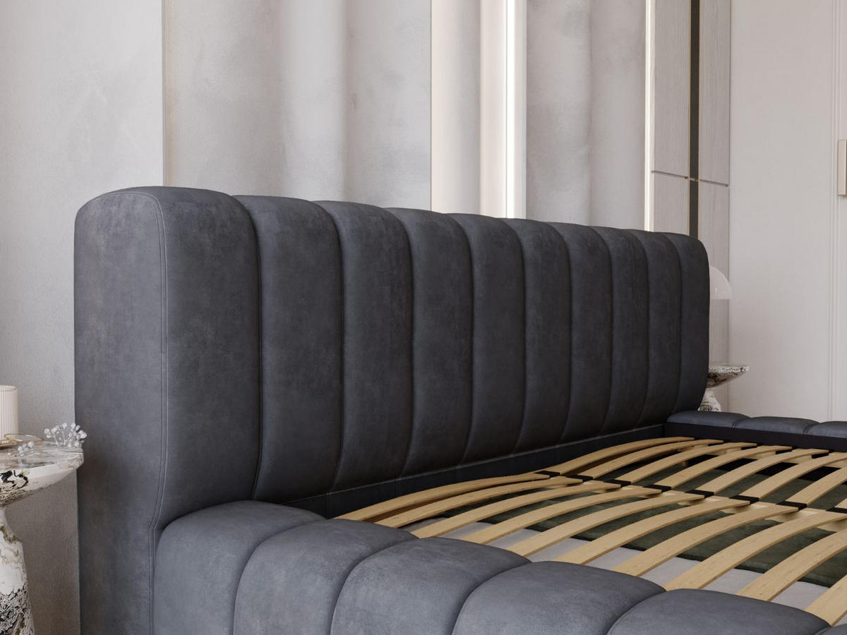 POLSTERBETT Italia 180x200 Dunkelgrau - Dunkelgrau, Textil (180/200cm) - Graingold