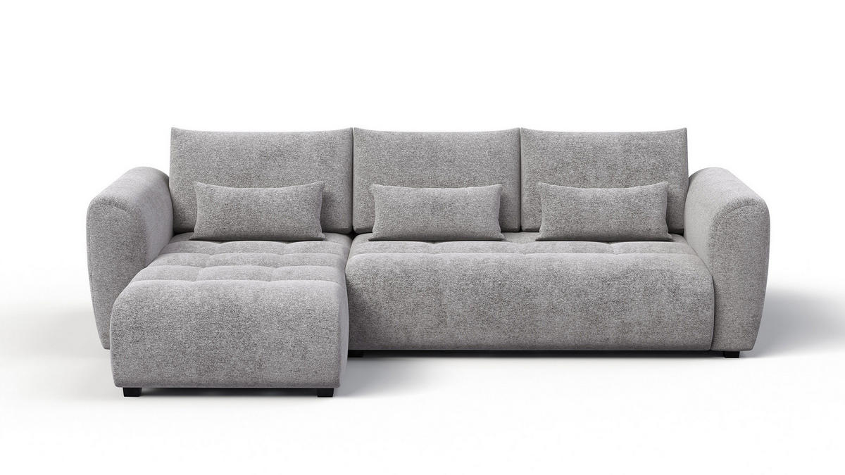 ECKSOFA SORENO 4-Sitzer, platingrau - Schwarz/Grau, Holz/Textil (293/171cm) - Courtois Laville