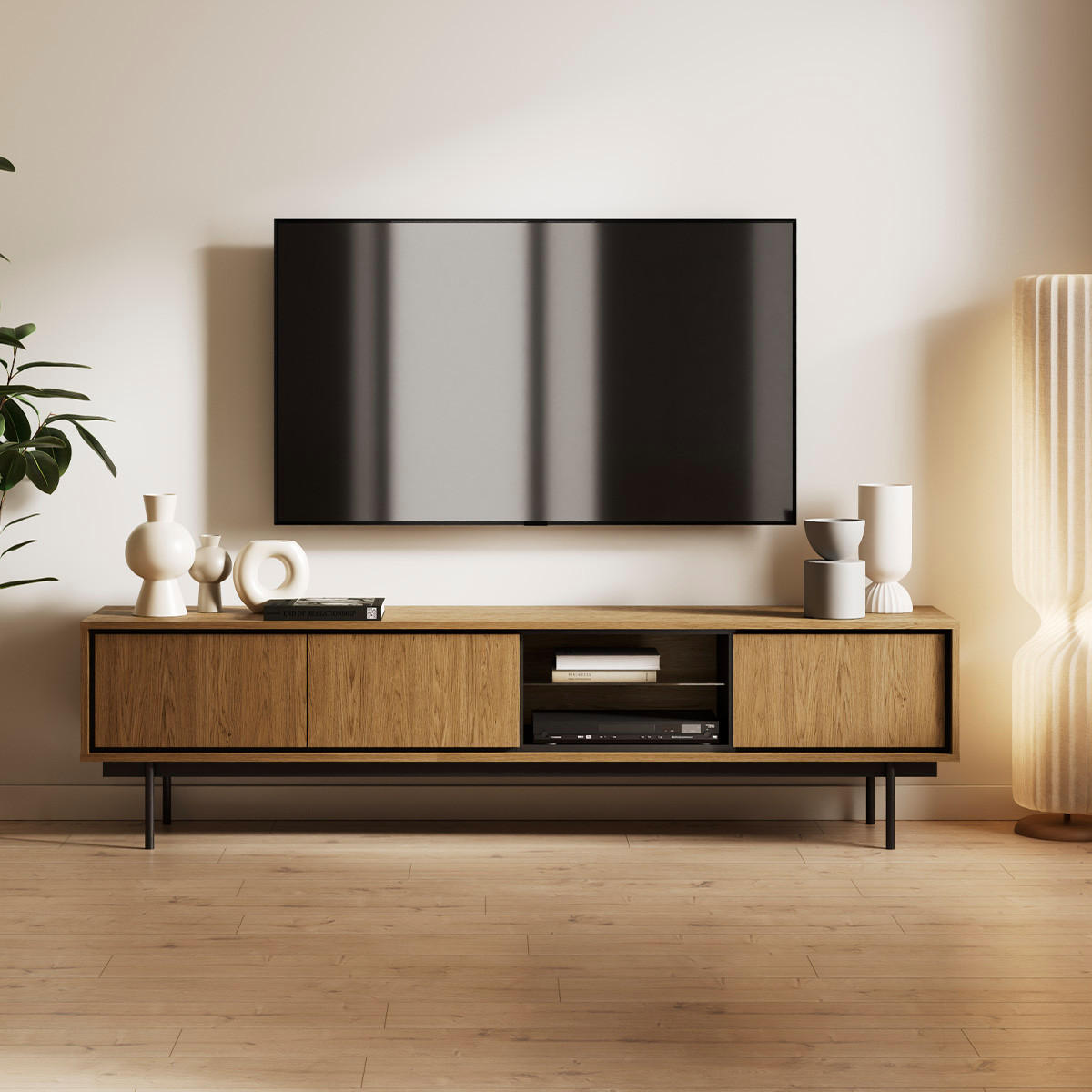 TV-MÖBEL Vidia Holz - Braun, Holzwerkstoff (197.5/51.4/38cm) - Petits-meubles