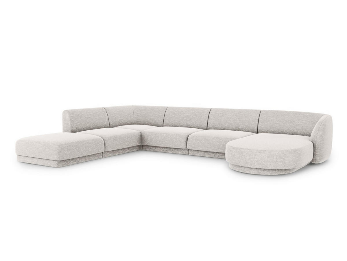 PANORAMASOFA links Miley aus Chenille-Stoff hellgrau 6 Sitzplätze - Hellgrau, Textil (255/70/330cm) - Micadoni
