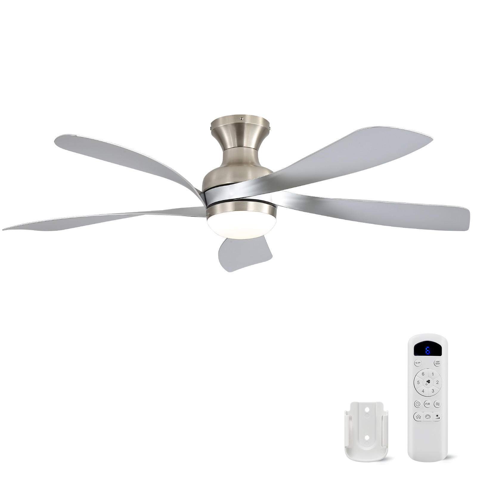 DECKENVENTILATOR 132cm Direktmontage LED Licht 5 Flügel DC Motor - Weiß, Kunststoff (132/132/30.5cm) - CASIVA