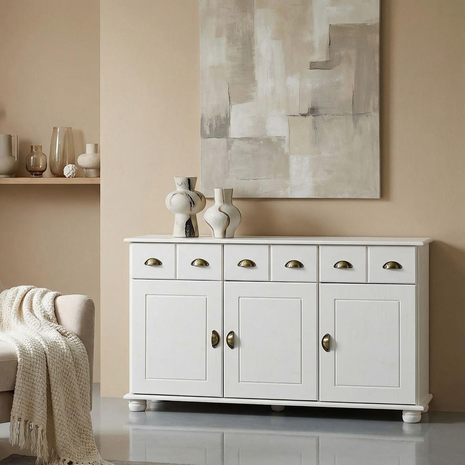 APOTHEKERKOMMODE COLMAR - Weiß, Holz (134/80/39cm) - IDIMEX