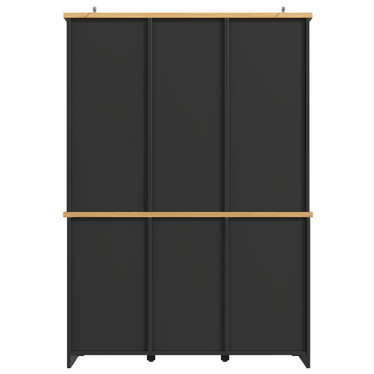 BUFFET DE-38463 120/40/185 cm mit Glastür, Soft-Close und Weinregal Schwarz - Schwarz, Holzwerkstoff (120/182/40cm) - ComfortXL