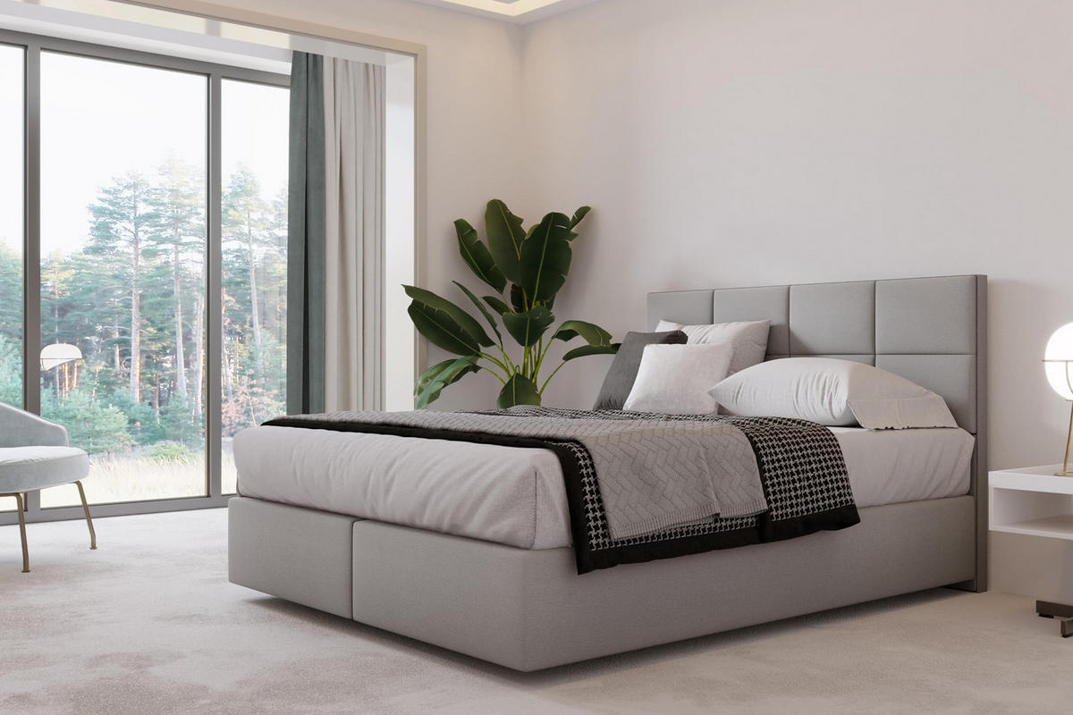 BOXBETT mit Pocket und Bonellmatratze - Mallorca - Sehr Weich Modern Bett ohne Bettkasten - 160x200 cm - Grau - Grau, Kunststoff (160/200cm) - Trada