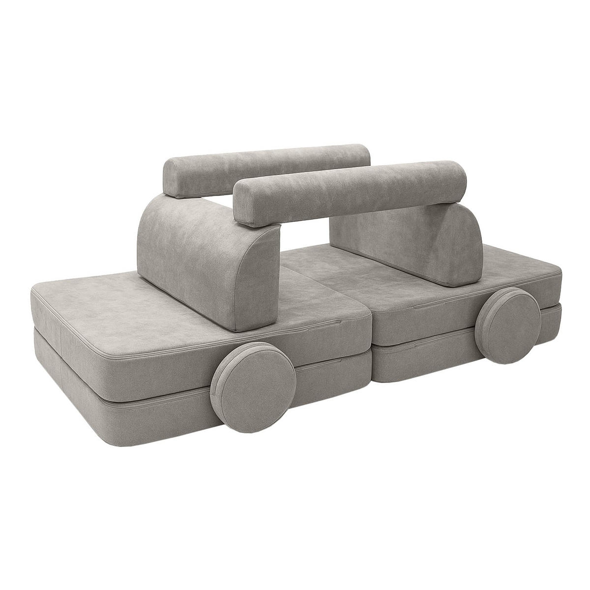 MODULARES Kindersofa aus Schaumstoff – weiches 4-in-1 Spielsofa für Kinderzimmer - Grau, Textil (160/50/76cm) - Bees & Blooms