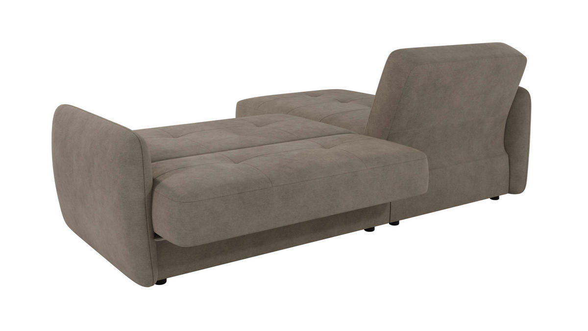 ECKSOFA Lupo Dunkelbeige Mikrofaser - Beige/Schwarz, Holz/Kunststoff (232/147cm) - S-Style Möbel