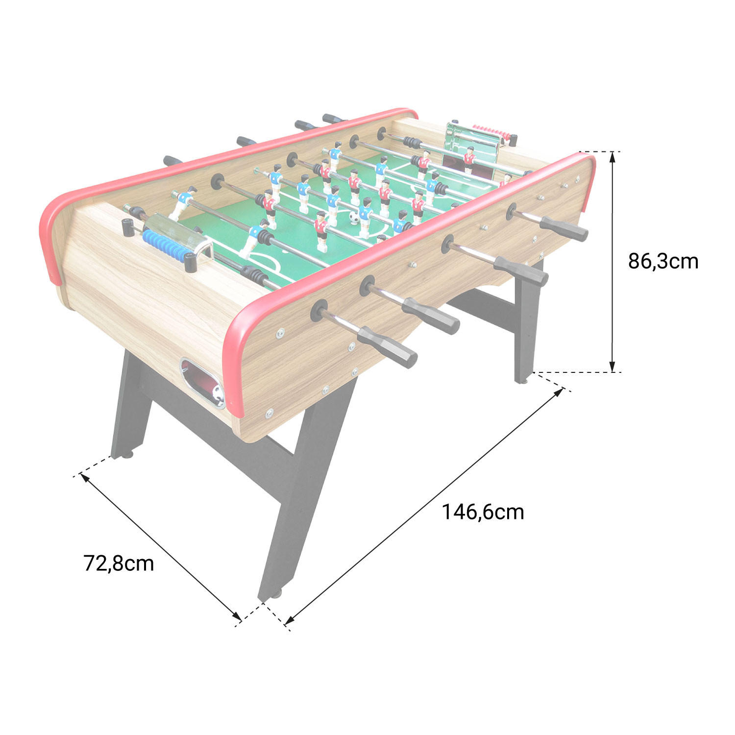 TISCHFUSSBALL - Braun, Holzwerkstoff (72.8/146.6cm) - Happy Garden