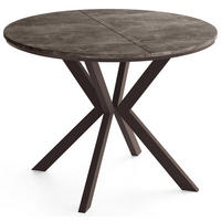 ESSTISCH Valio Neo rund oval ausziehbar verlängerbar mit braunen Metallbeinen, Beton Dunkelgrau 100-140/100/76 cm - Dunkelgrau/Braun, Holzwerkstoff/Metall (100/140/76cm) - WFL GROUP