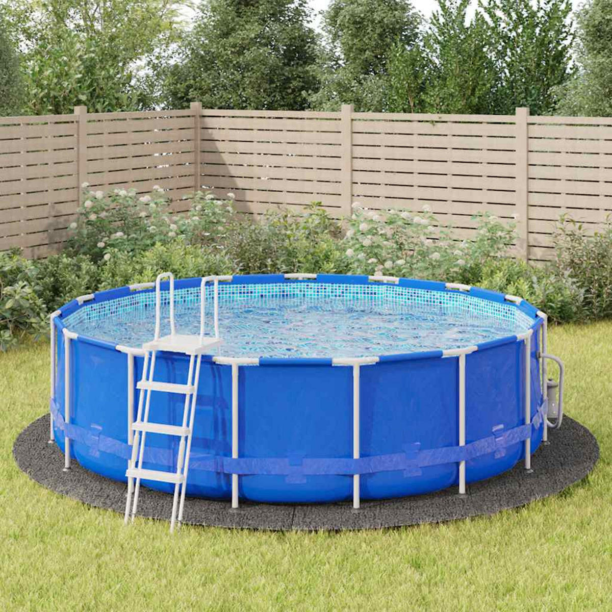 POOL-BODENTUCH Hellgrau Ø500 Cm Polyester Geotextil - Grau, Textil (500/500cm) - vidaXL
