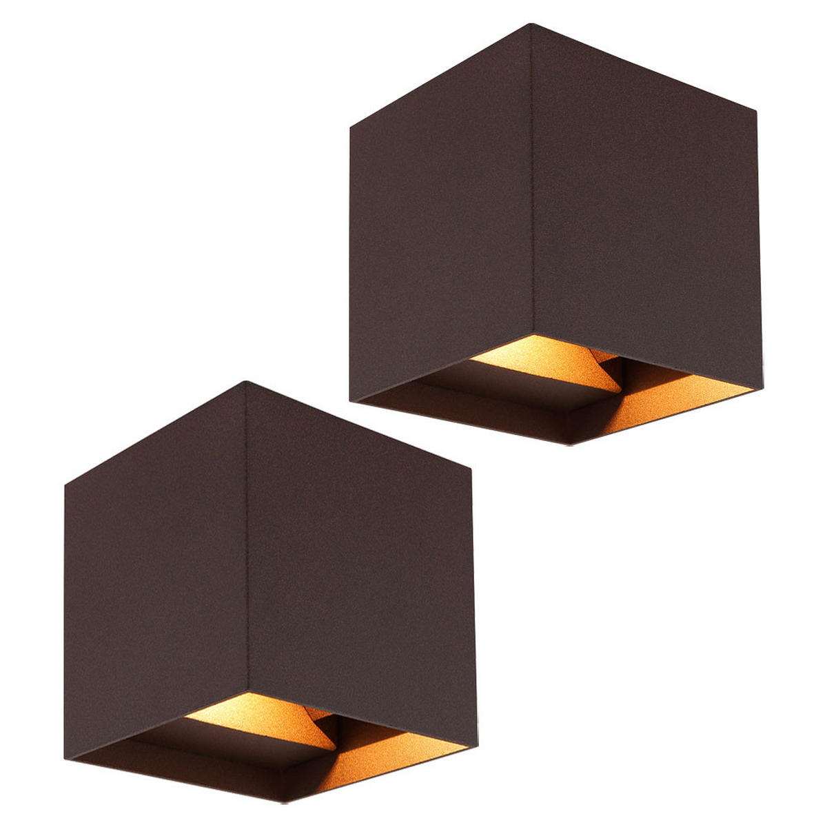 LED AUSSEN-WANDLEUCHTE Rostoptik Braun - Braun, Glas (10/10/10cm) - Globo Lighting